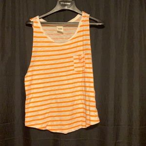Small orange & white (PINK) tank top, never worn.
